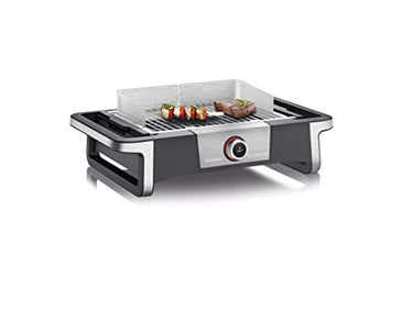 SEVERIN SENOA DigitalBOOST electric grill for indoors and outdoors, table grill with quick grill start up to 500 °C, balcony grill with SafeTouch surface, stainless steel/black, PG 8114 on sale